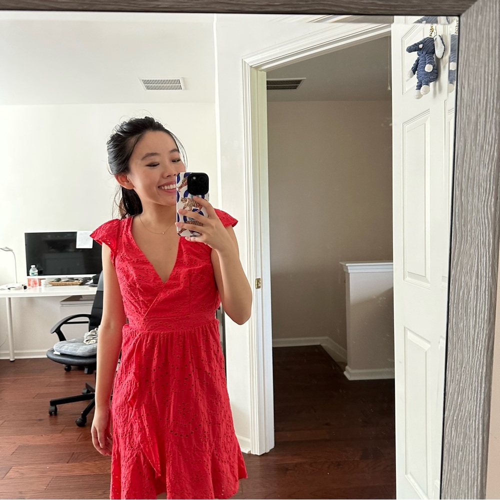 Jopia red embroidery mini dress in size XS